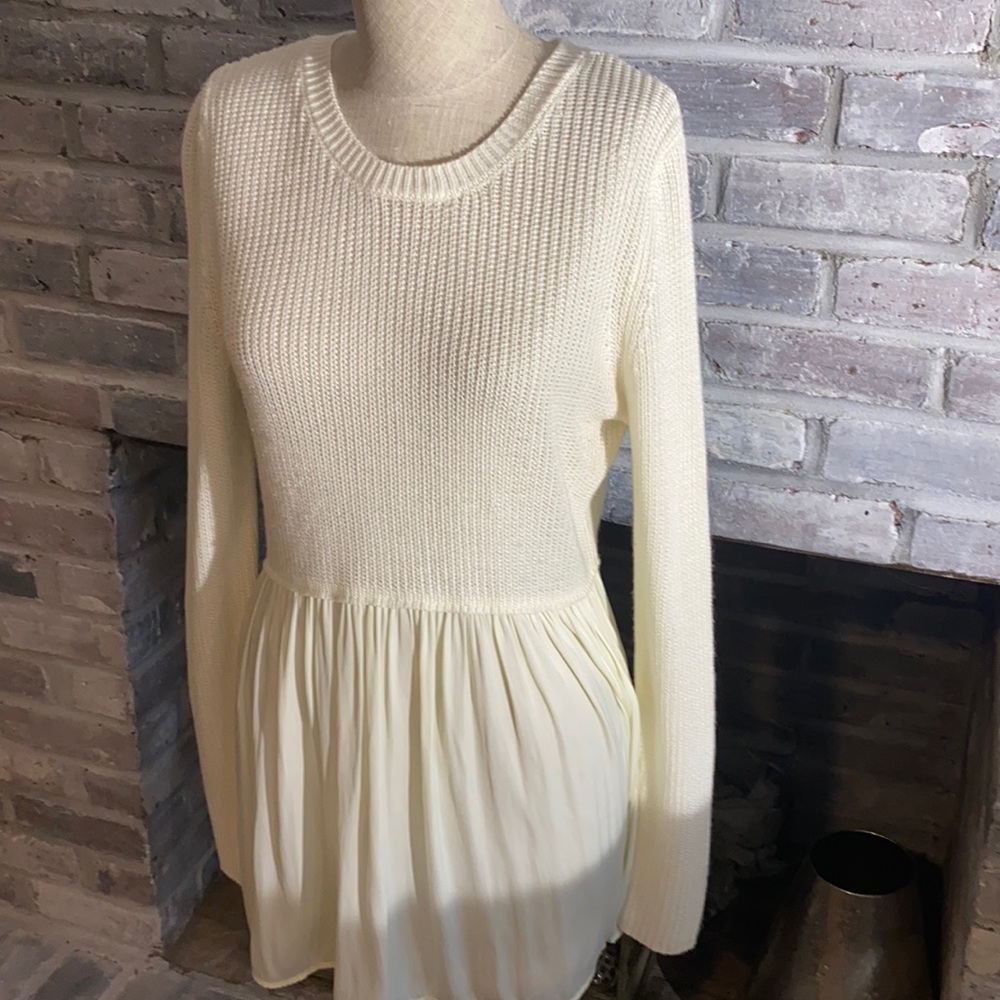 White/cream sweater with sheer lower half size L